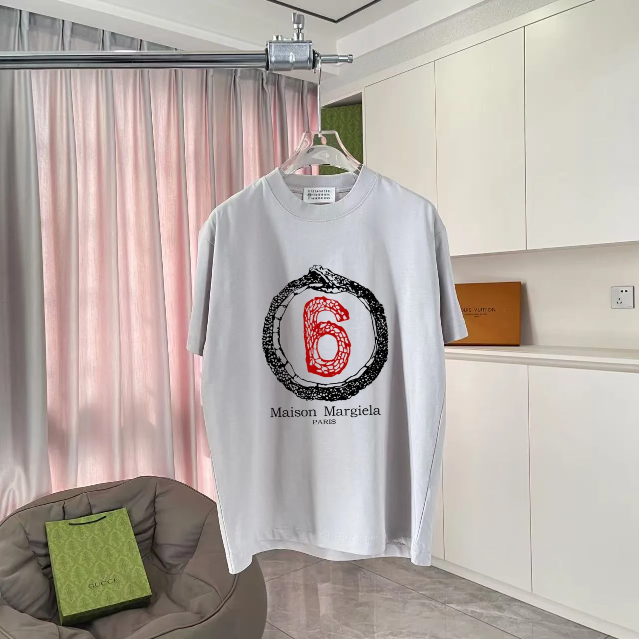 MM 6 2025 New Arrival logo 300g t Same Style Size：S M L XL XXL ：Black White Pink Gray